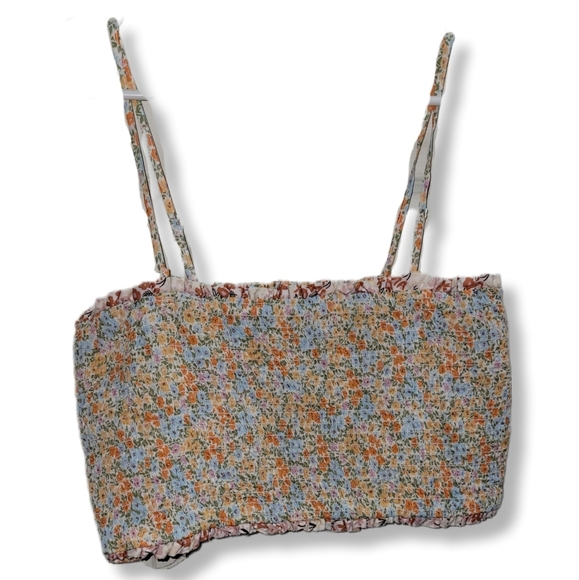 American Eagle Outfitters Reversible Floral Smocked Cottagecore Summer Crop Top - Picture 2 of 10